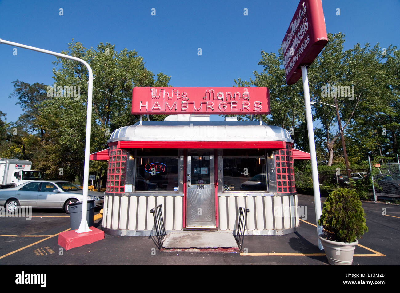 Exterieur des berühmten White Manna Diner in Hackensack (New Jersey). Stockfoto
