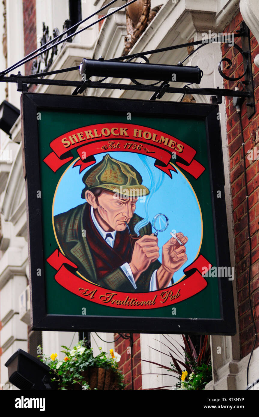 Sherlock Holmes Pub Schild, Northumberland Street, London, England, UK Stockfoto