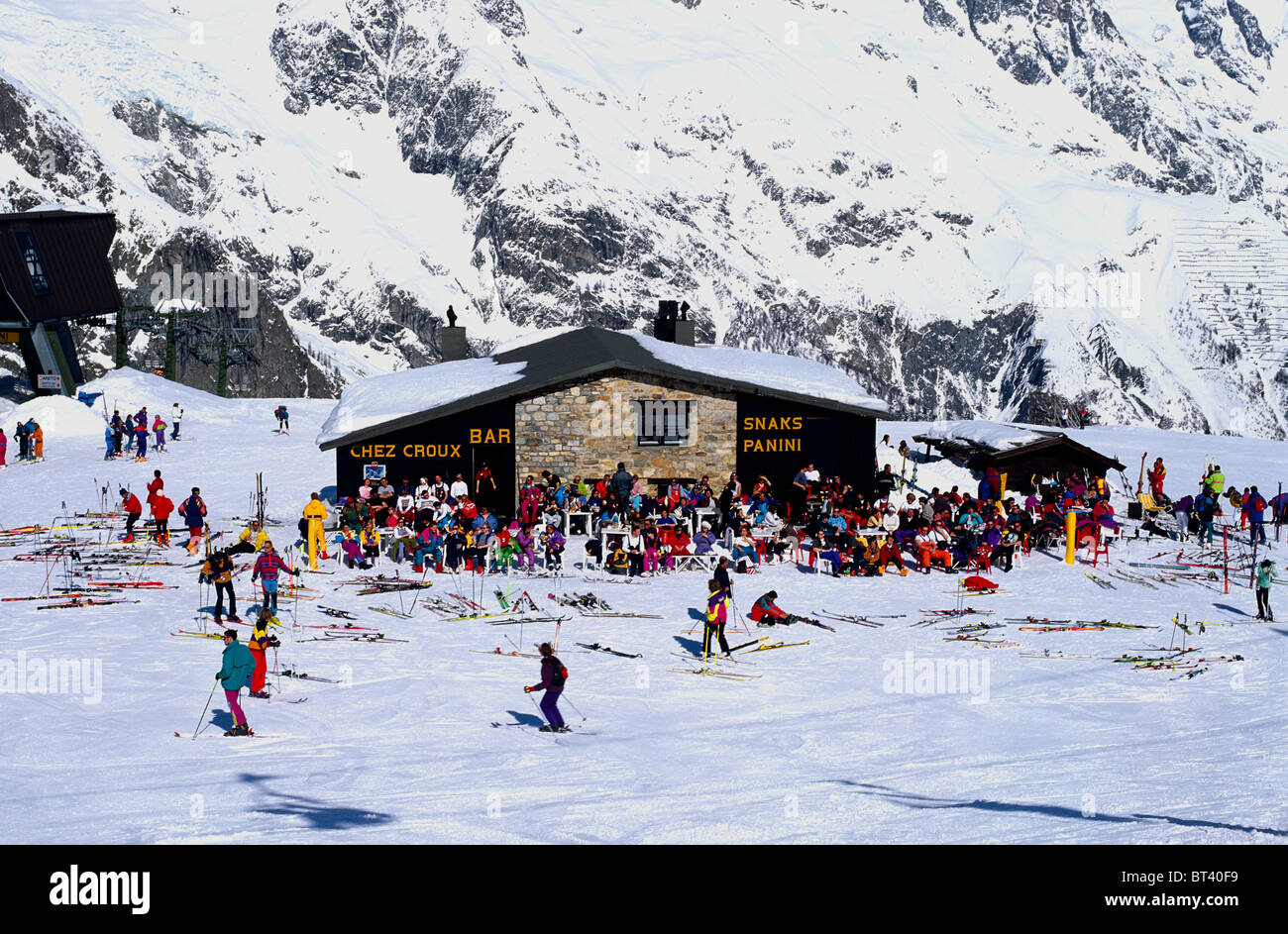 Berg-Restaurant Chamonix französische Alpen Frankreich Europa Stockfoto
