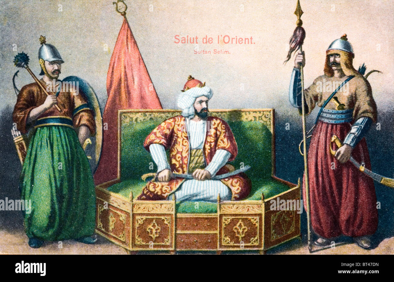 Sultan Selim. Grüße aus dem Orient. Comic-Postkarte, möglicherweise basierend auf den Charakter von Mozarts sterben Entführung. Stockfoto