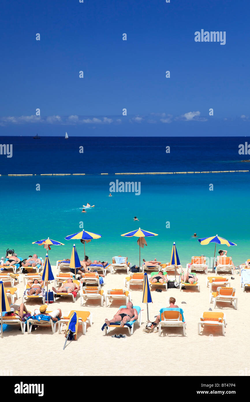 Kanarische Inseln, Gran Canaria, Puerto Rico, Playa de Los Amadores Stockfoto