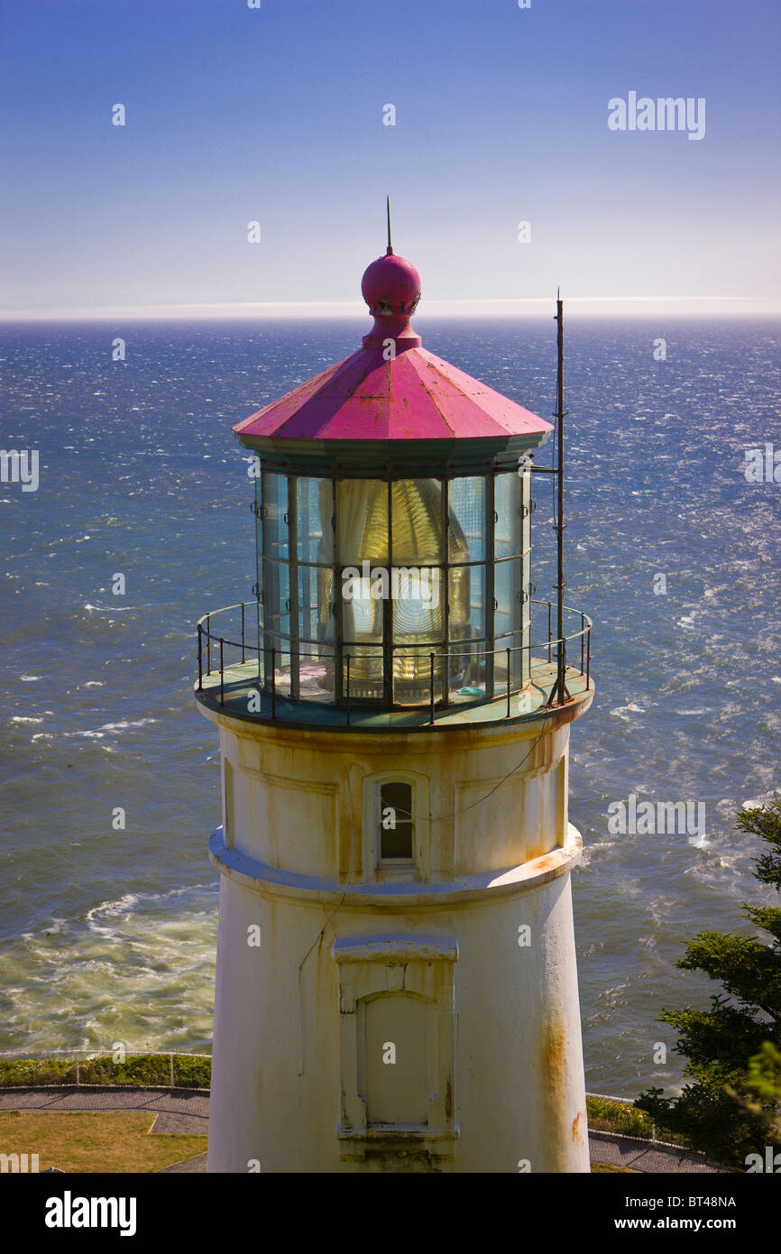 HECETA HEAD, OREGON, USA - Heceta Head Lighthouse auf zentrale Oregon Küste mit Blick auf Pazifischen Ozean. Stockfoto