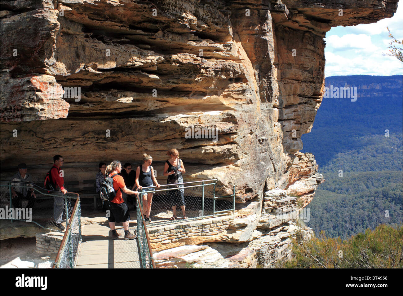 Basis der drei Schwestern und Jamison Valley über Blue Mountains National Park, New-South.Wales, Ost-Australien, Australien Stockfoto