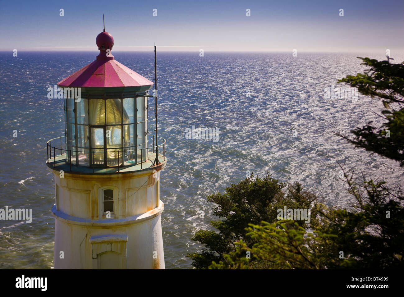 HECETA HEAD, OREGON, USA - Heceta Head Lighthouse auf zentrale Oregon Küste mit Blick auf Pazifischen Ozean. Stockfoto