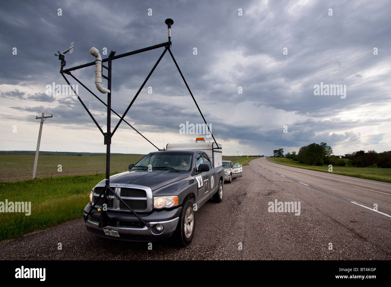 Eine mobile Sturmjagd Sonde LKW geparkt in der Nähe von Pickstown, South Dakota, 3. Juni 2010. Stockfoto