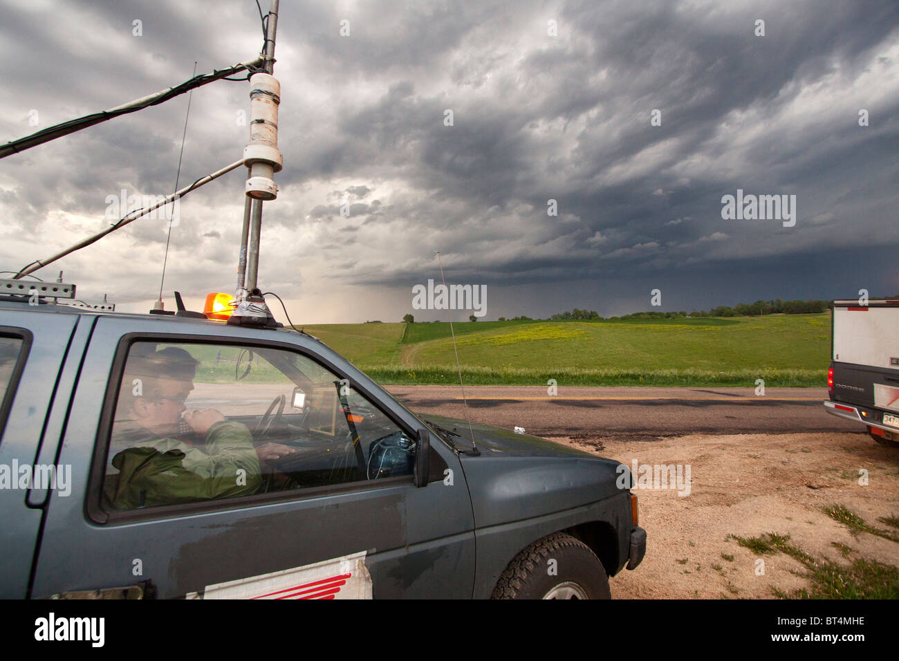 Ein Storm Chaser Sonde LKW geparkt in der Nähe von Pickstown, South Dakota, 3. Juni 2010. Stockfoto