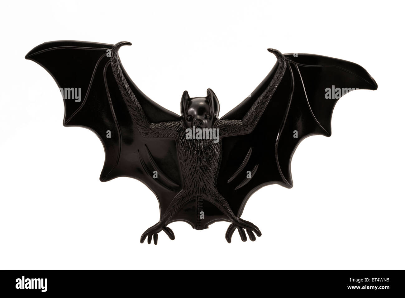 Plastikspielzeug Fledermaus isoliert auf weiß Stockfoto