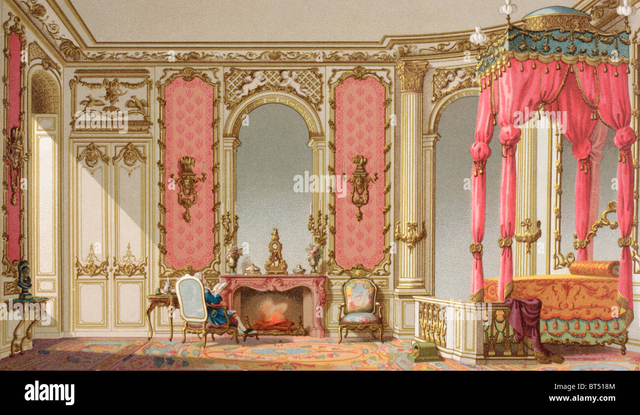 Ein Schlafzimmer, entworfen durch konstante, Architekt des Königs, in der Wohnung von der Herzogin von Orlean im Palais-Royal. Stockfoto
