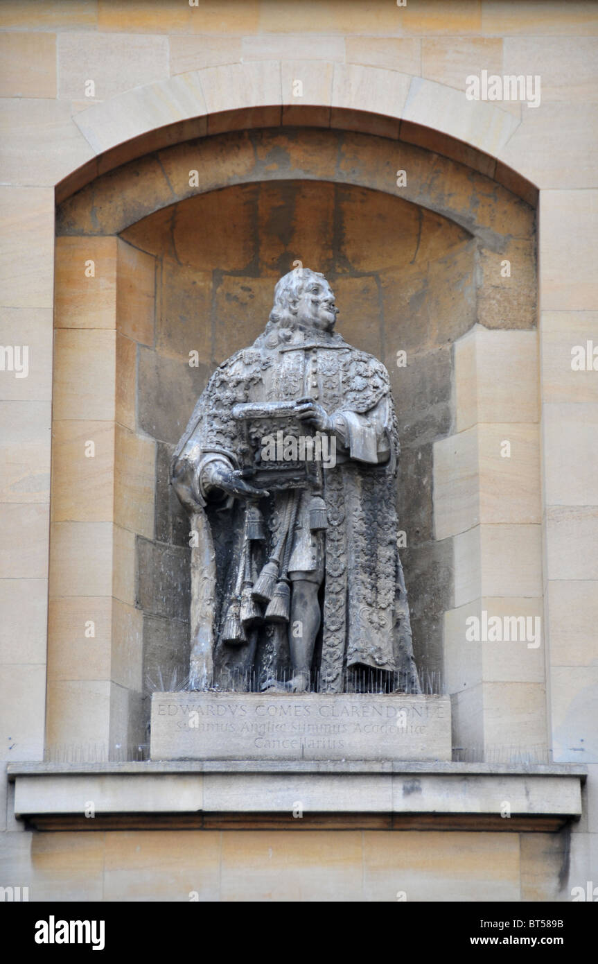 Statue von Edward Hyde, Earl of Clarendon, Kanzler der Universität Oxford Stockfoto