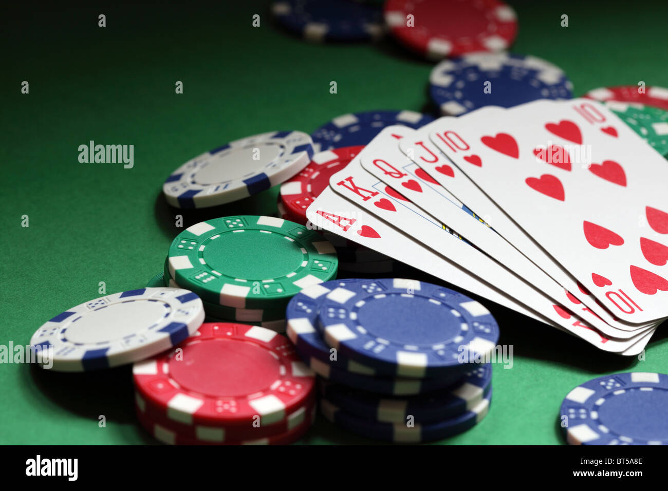 Royal Flush Pokerhand Stockfoto