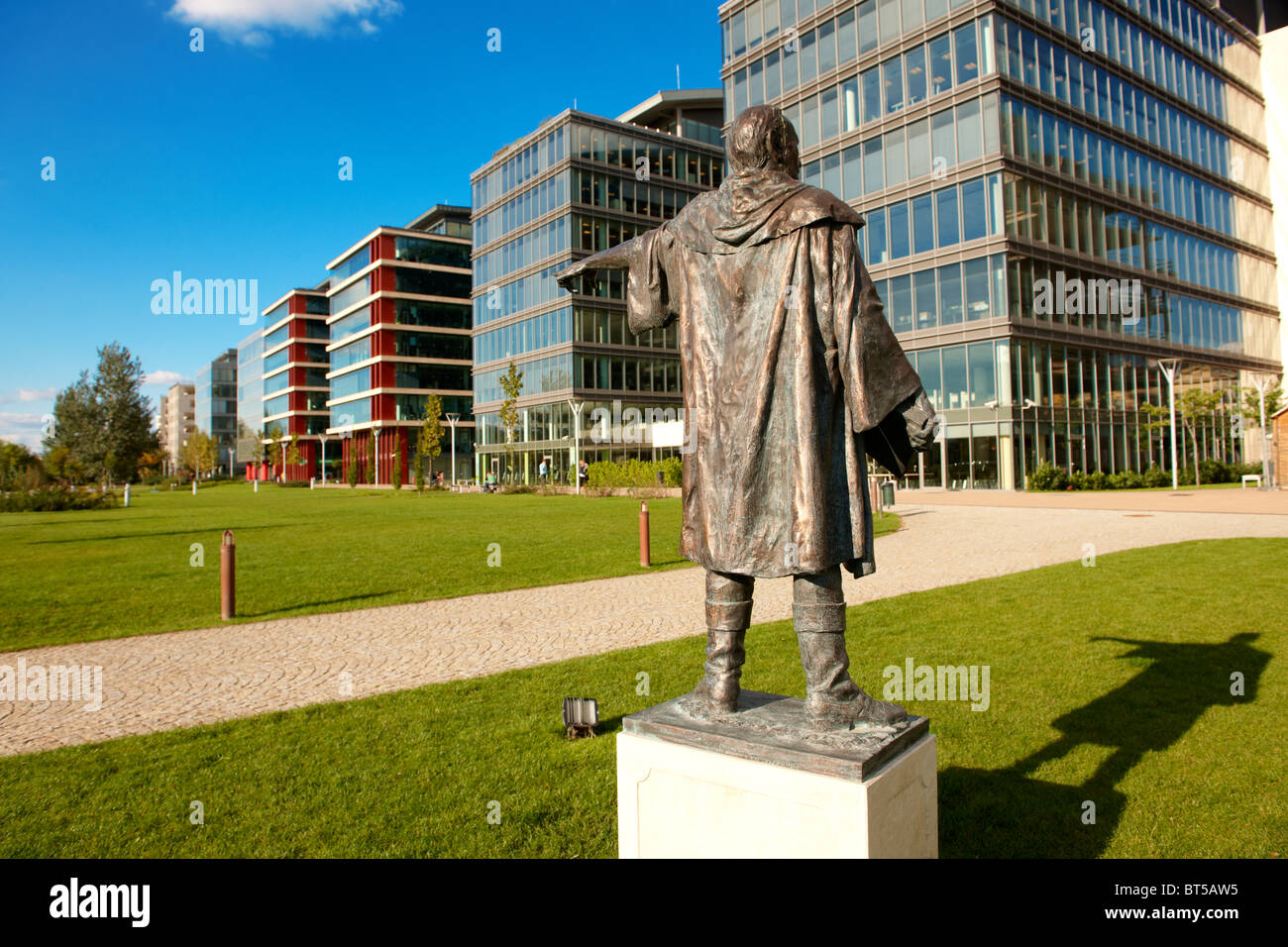 Vodafone & Morgan Stanley Hauptquartier im Buisness Park neben dem Nationaltheater, Lachner Odon Fasor, Budapest, Ungarn Stockfoto