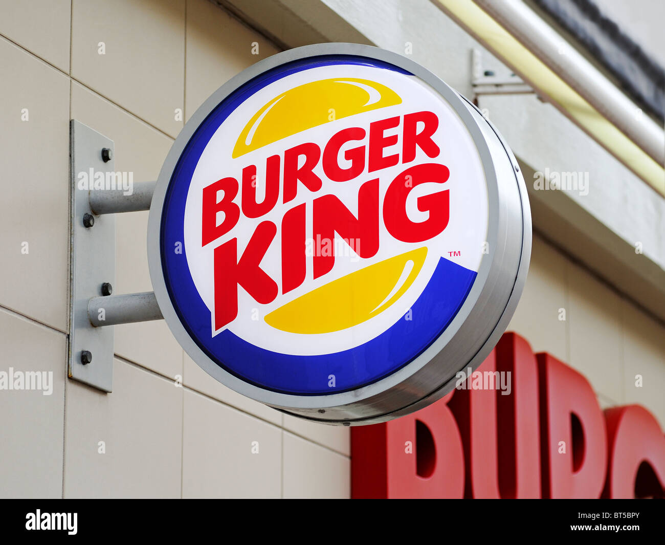 Burger King Zeichen, Oxford, UK. Stockfoto