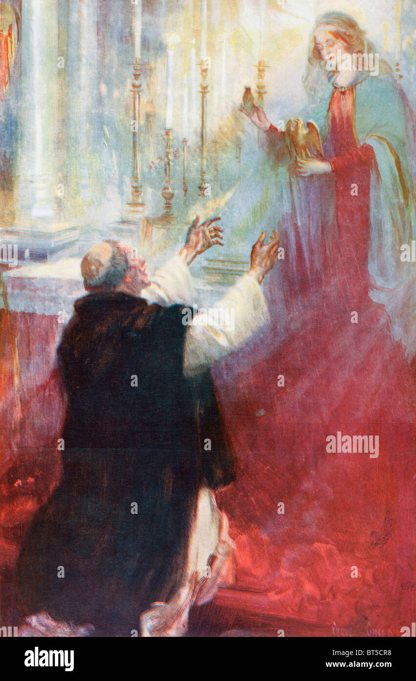 Die Legende von der Krönung-Öl, Darstellung der Jungfrau Maria erscheinen, Thomas ein Becket. Stockfoto