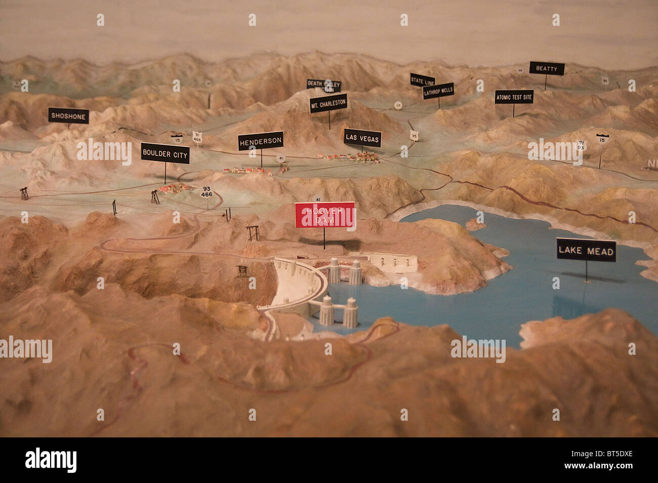 Ein Modell der Hoover Dam, Lake Mead und umliegende Landschaft und Gemeinden Stockfoto