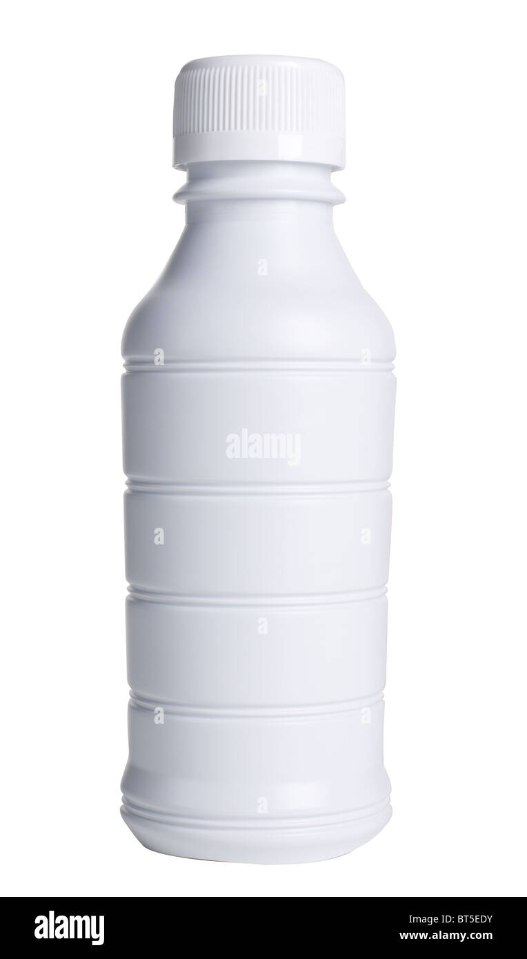 Weiße Kunststoff-Flasche Stockfoto