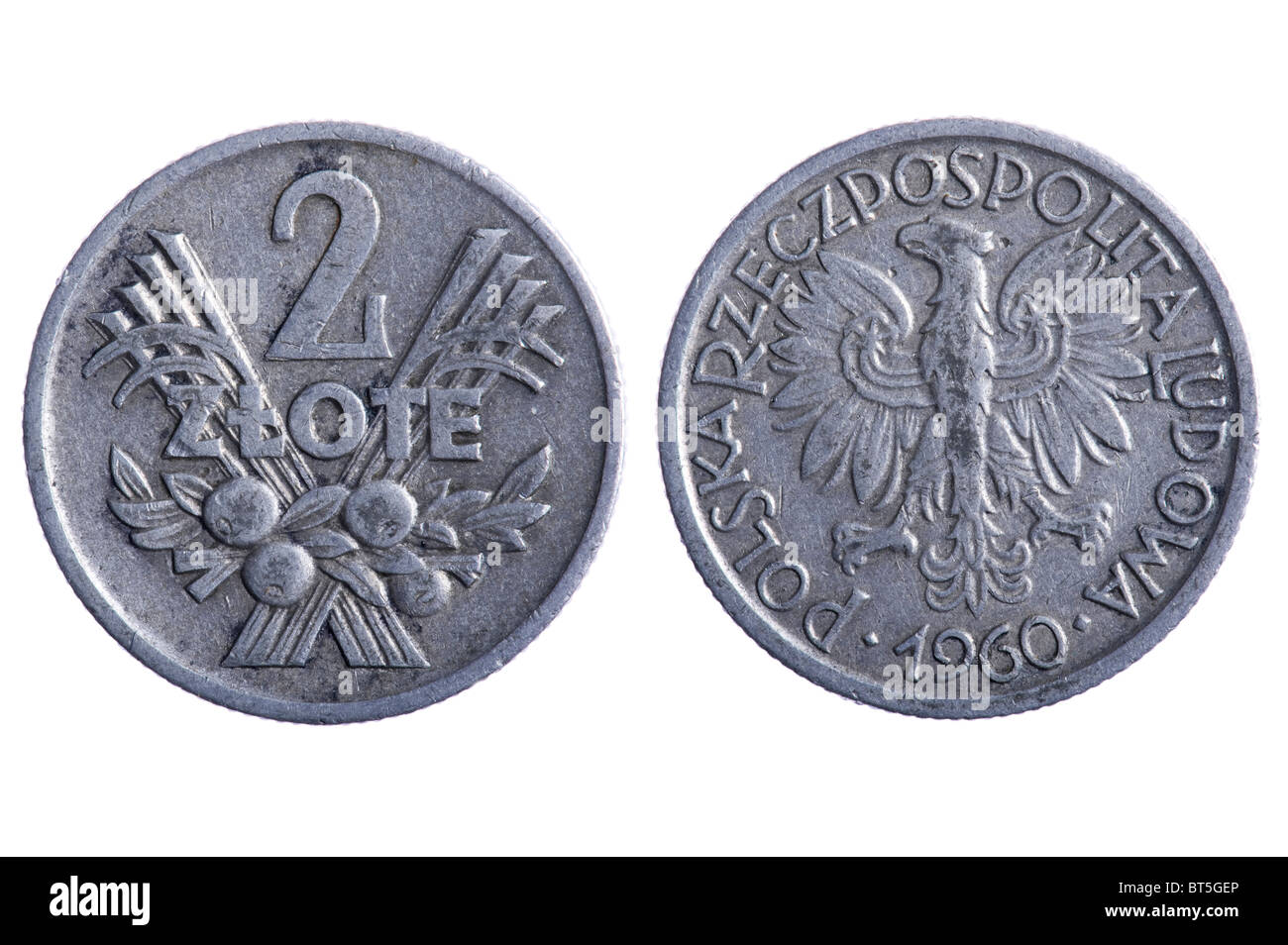Objekt auf weiß - Spanien Münzen hautnah Stockfoto