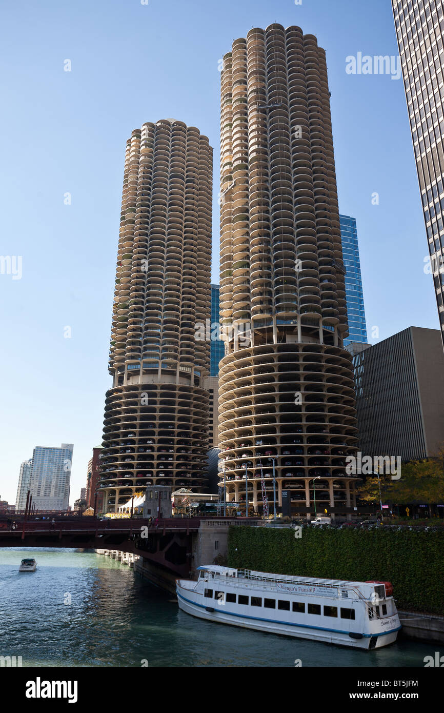 Marina City Towers at 300 N. State Street Chicago, IL, USA. Stockfoto