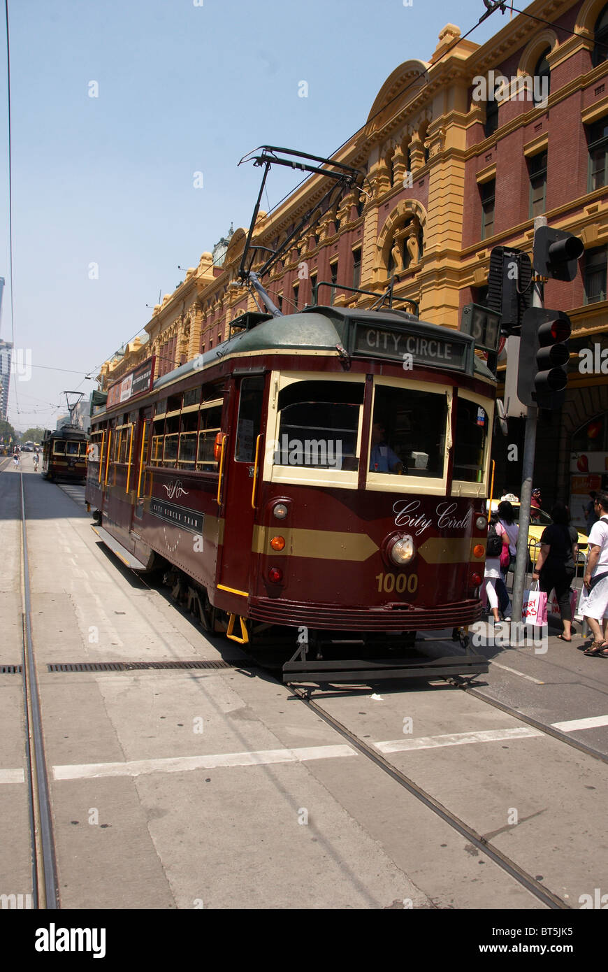 Jahrgang W Klasse Straßenbahn in Melbourne City Circle Service Stockfoto