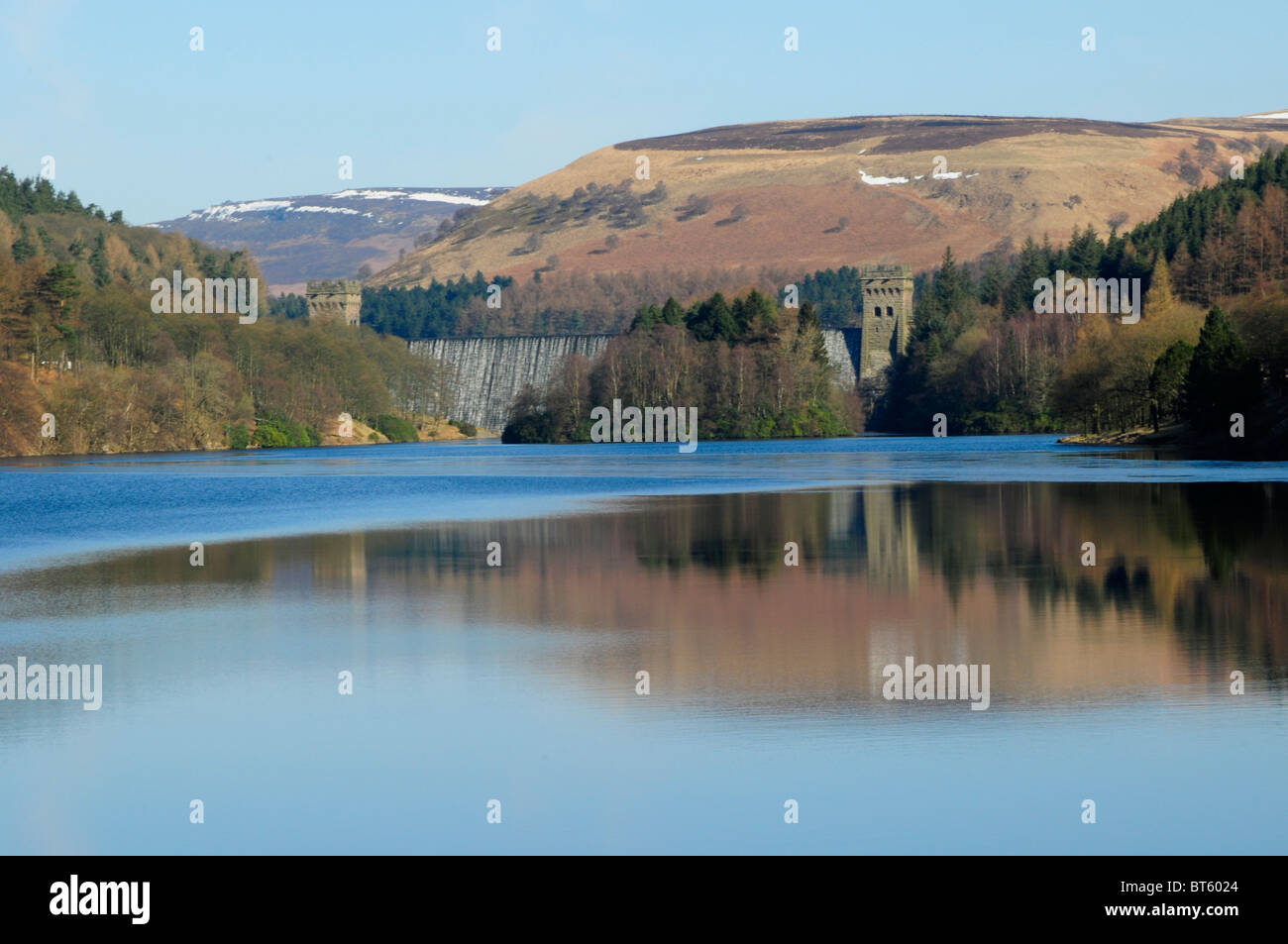 Peak District Nationalpark Derwent Ladybower Howden schöne, Schönheit, kahl, blau, Großbritannien, Klettern, Kälte, Landschaft, Dämmerung, Stockfoto