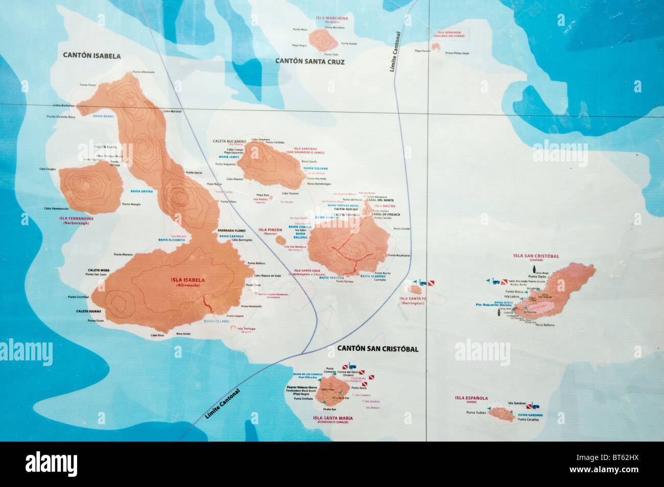 Karte der Galapagos-Insel. Stockfoto