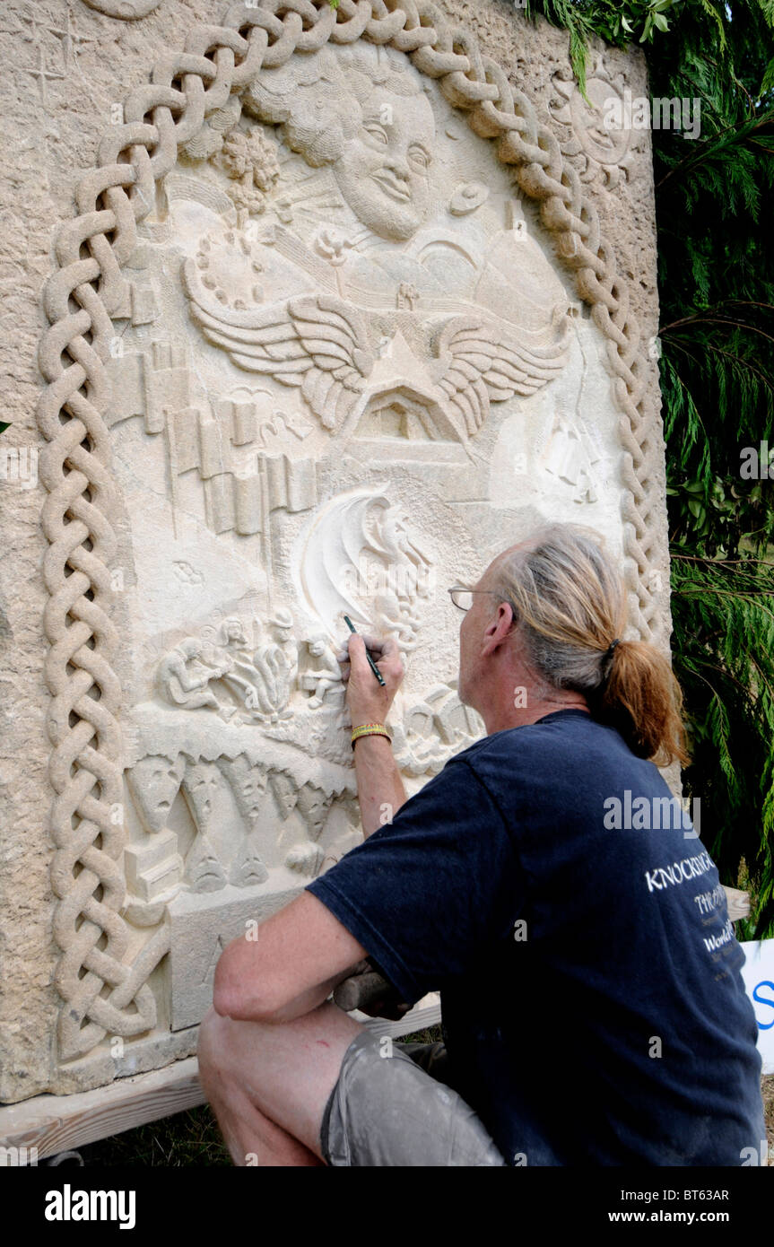 Bildhauer Stein 3d Relief Künstler Maurer Design handwerklichem können Stockfoto