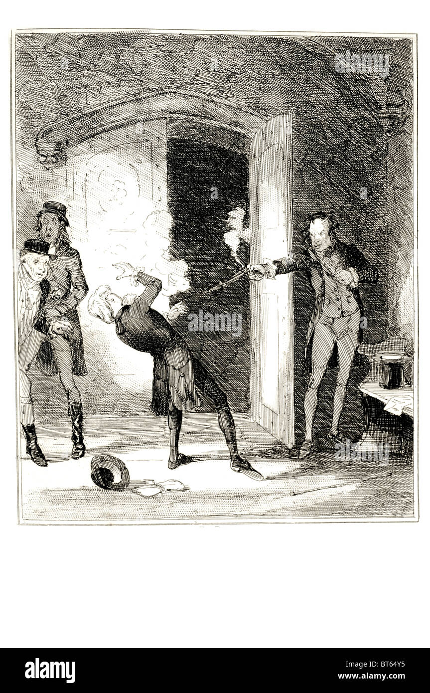 Ermordung des Perceval Pistole Pistole Mord Tödlicher Schuss in Brust prominente Person plötzlich geheime Angriff politische Gründe des Gesetzes Stockfoto