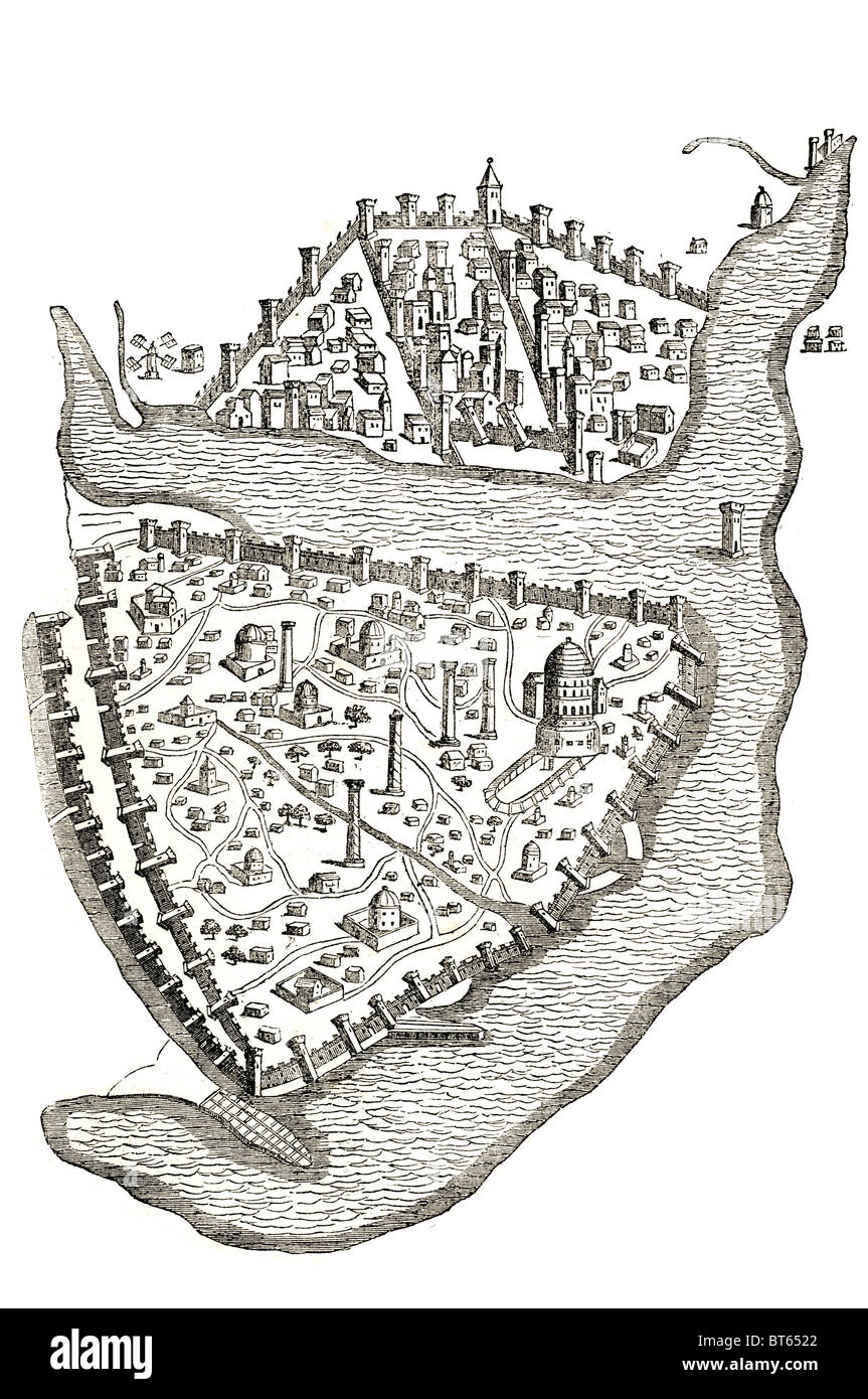 christlichen Konstantinopel Imperium Orientale frühen Karte Kartograph Karte Konstantinopel 1422 Florentiner Kartographen Cristoforo Buo Stockfoto