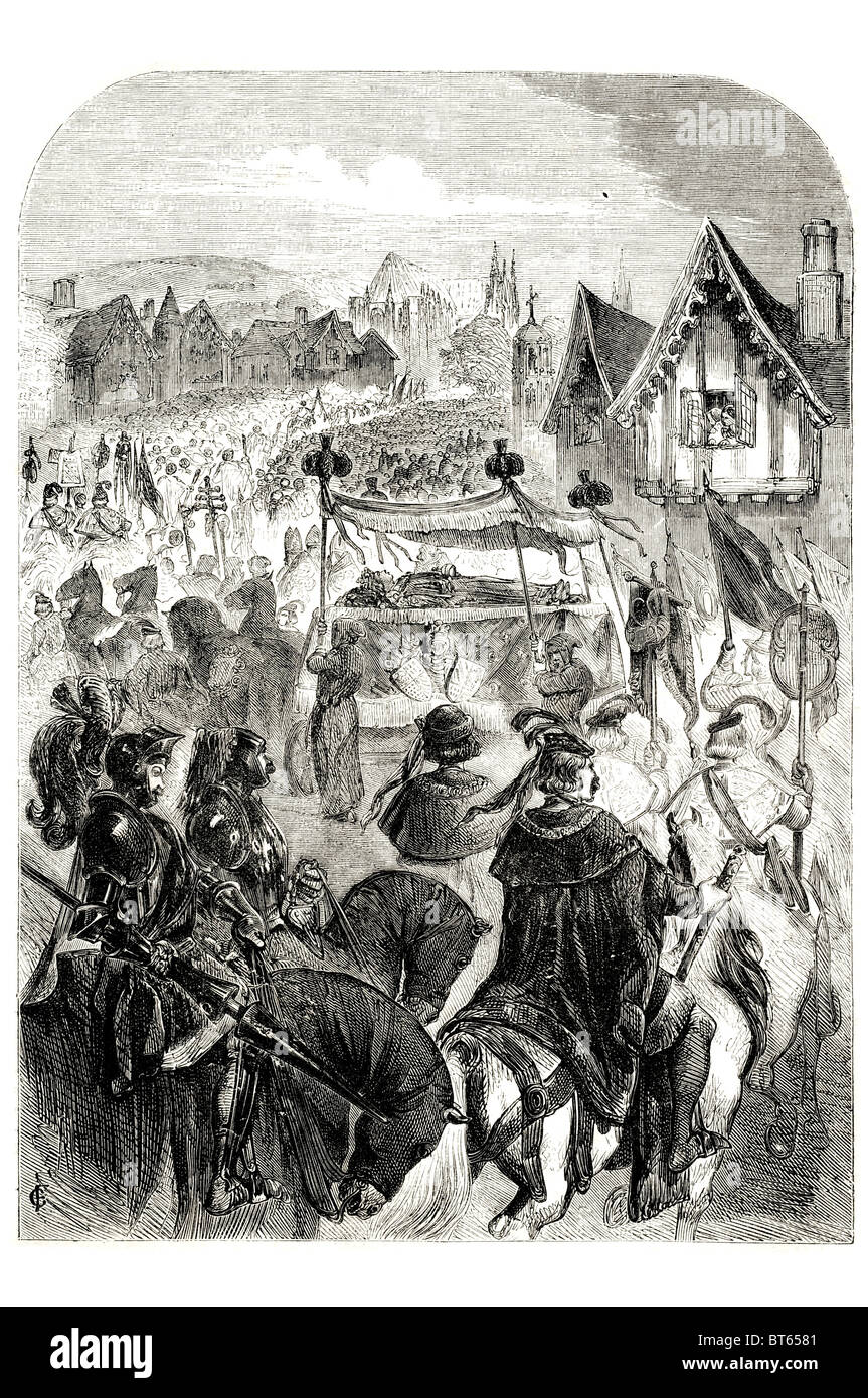 Trauerzug des Henry V Welsh: Harri 16 September 1387 – 31 August 1422) war König von England von 1413 bis zu seinem Tod. F Stockfoto