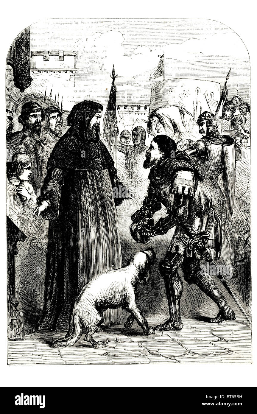 Treffen von Richard II 2. und Herzog von Lancaster in Flint castle 1367 1400 England gestürzten berühmten Schlüsselrolle Bauern zu lösen Stockfoto
