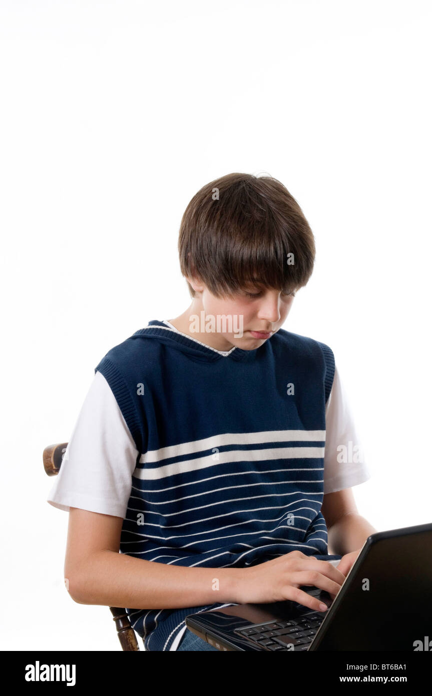 Teenager Laptop Wifi Internet Zugang Computer Computer literate Alphabetisierung high-Speed soziales Netzwerk Netzwerke Facebook pc mit b Stockfoto