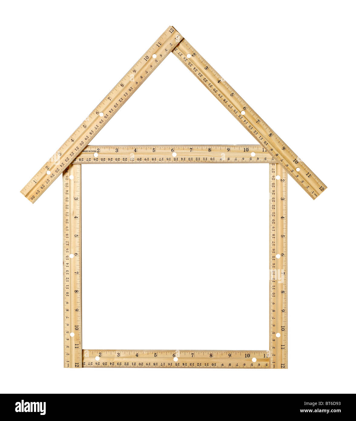 Haus aus Holz-Lineale Stockfoto