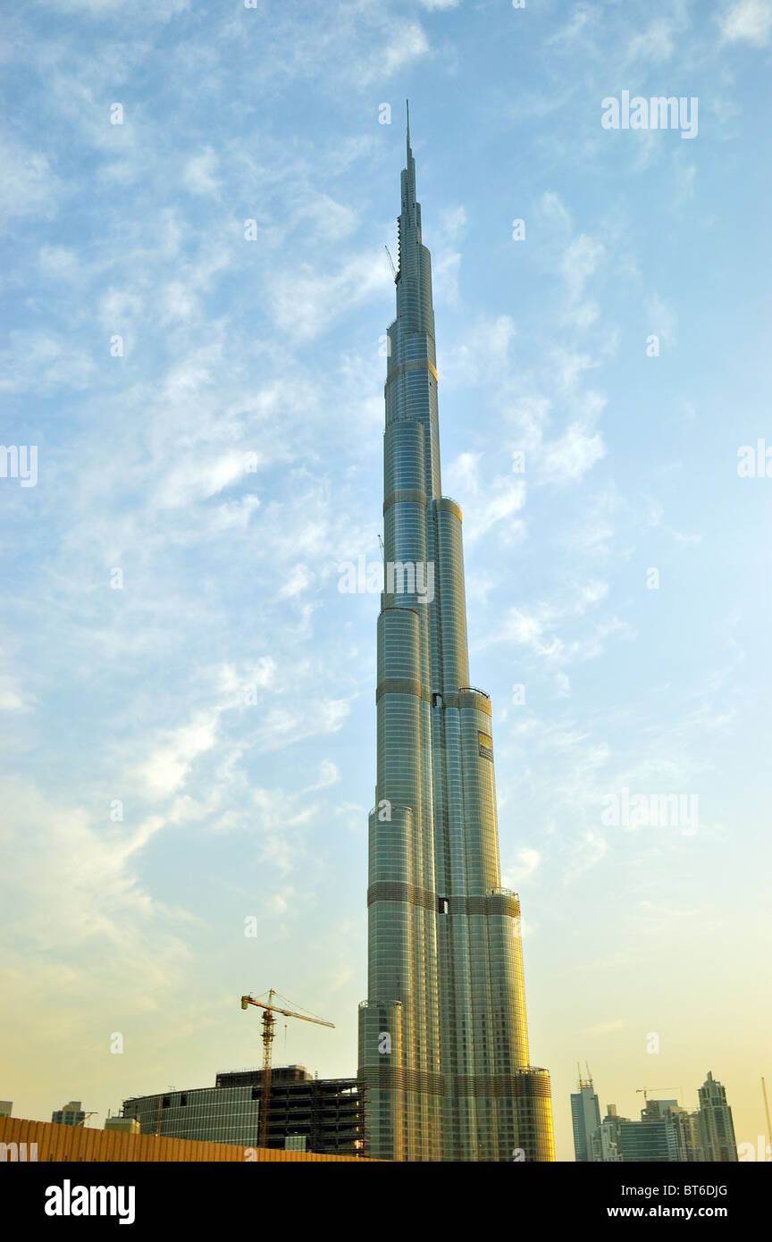 Die Weiterverarbeitung der Bau des Burj Dubai (Burj Khalifa), weltweit höchste Wolkenkratzer, Dubai, Vereinigte Arabische Emirate Stockfoto