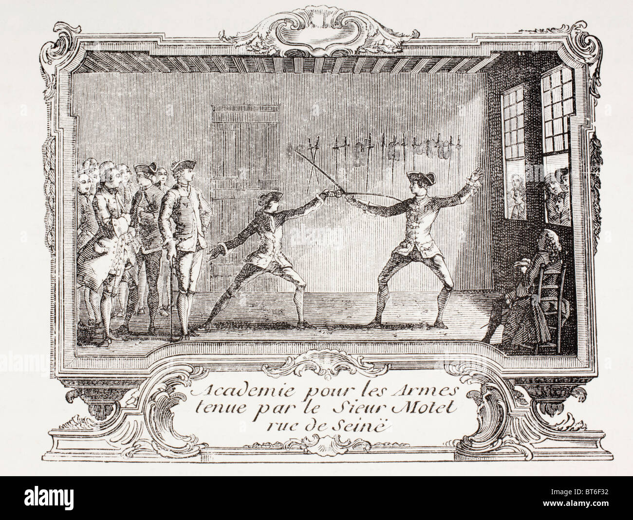 Fechten-Akademie im 18. Jahrhundert Paris. Stockfoto