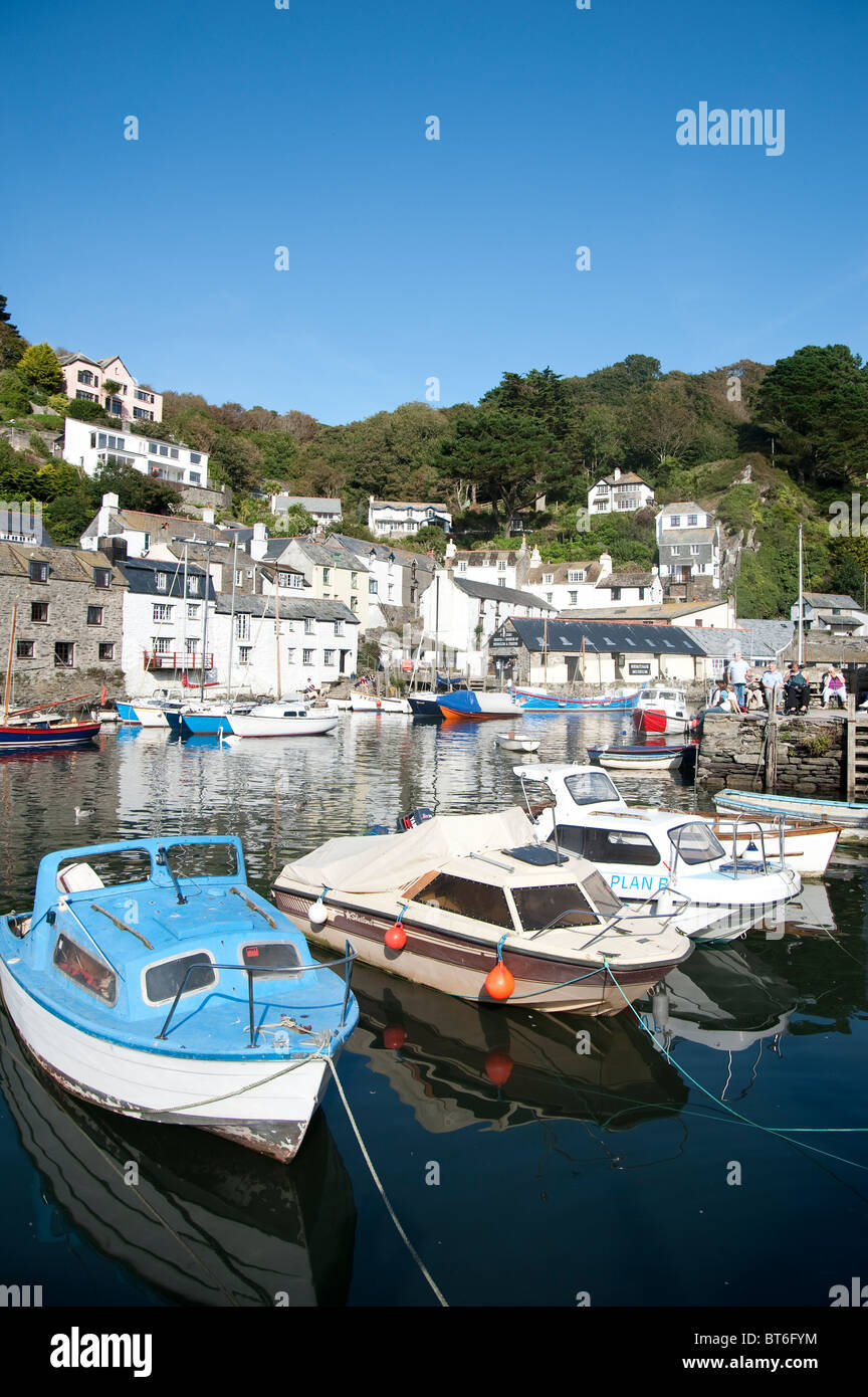 Blick auf den Hafen Polperro Cornwall, England, UK Stockfoto