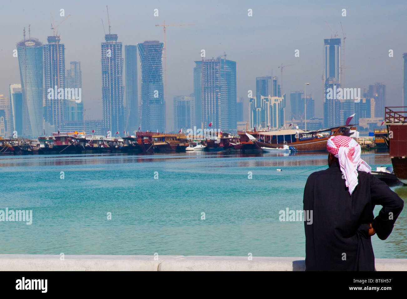 Wolkenkratzer-Skyline Bau in Doha Katar Stockfoto