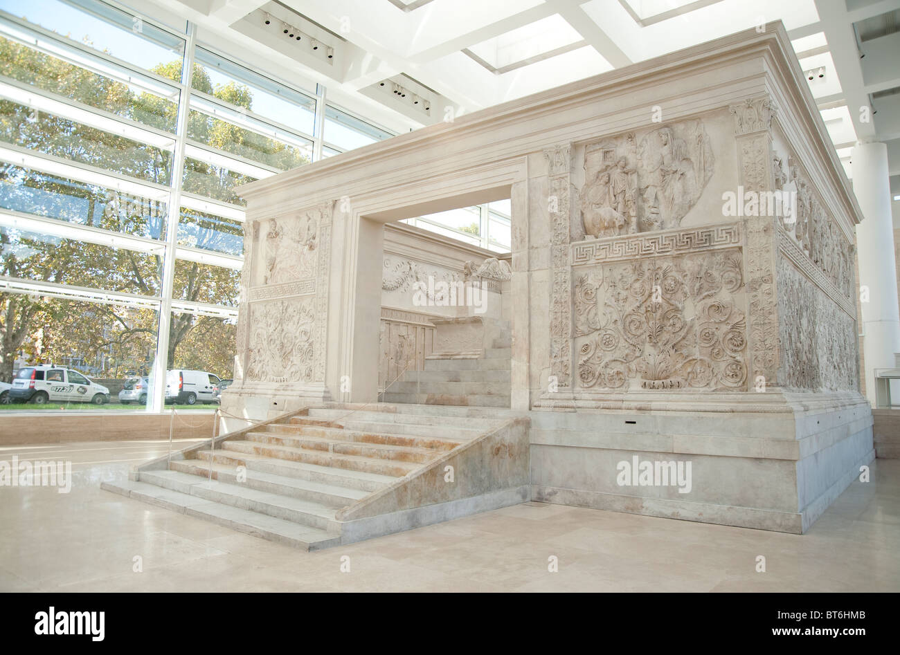 Ara Pacis Augustae Rom Streitfragen Stockfoto