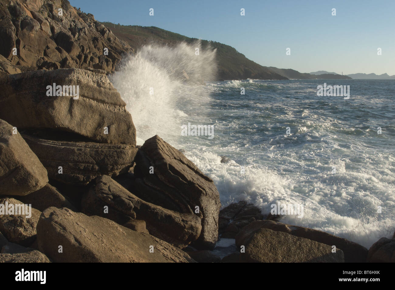 A Vela Küste, Pontevedra, Galicien, Spanien. Stockfoto