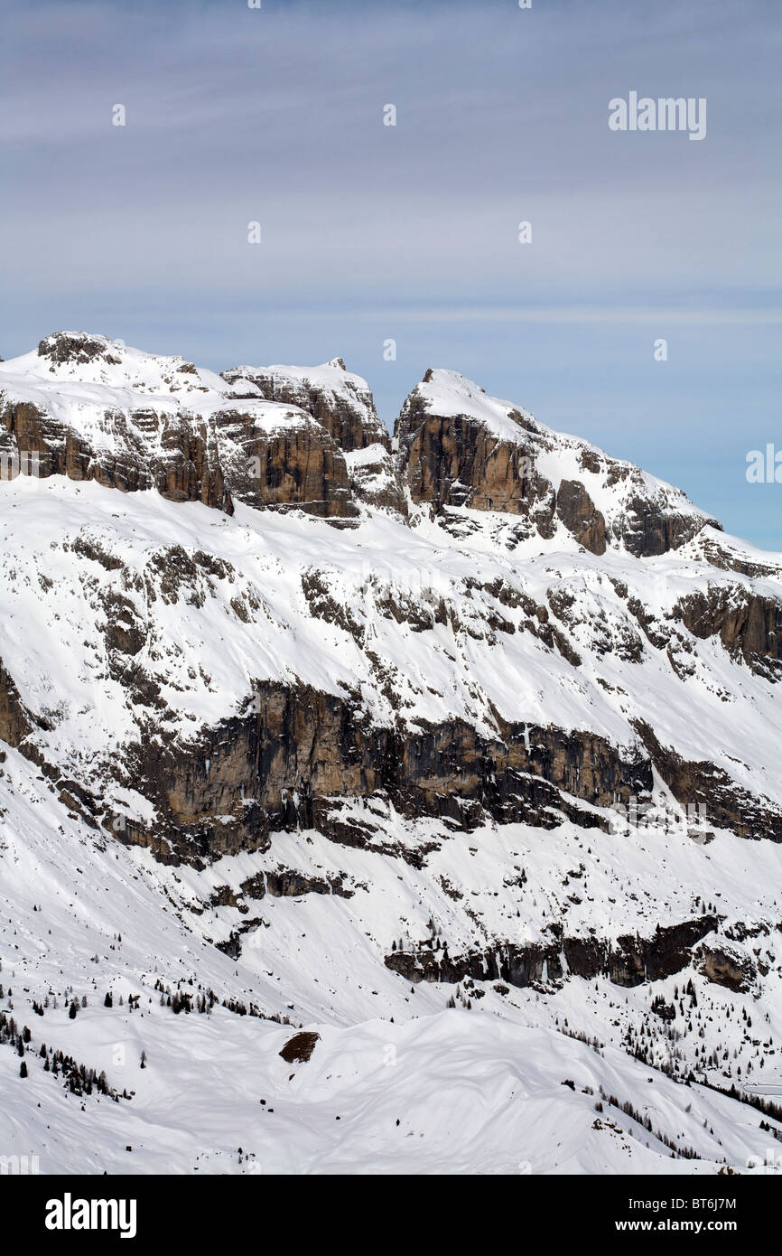 Cliff steht Gruppo del Sella Sella Gruppe von Porta Vescovo über Arabba Dolomiten Italien Stockfoto