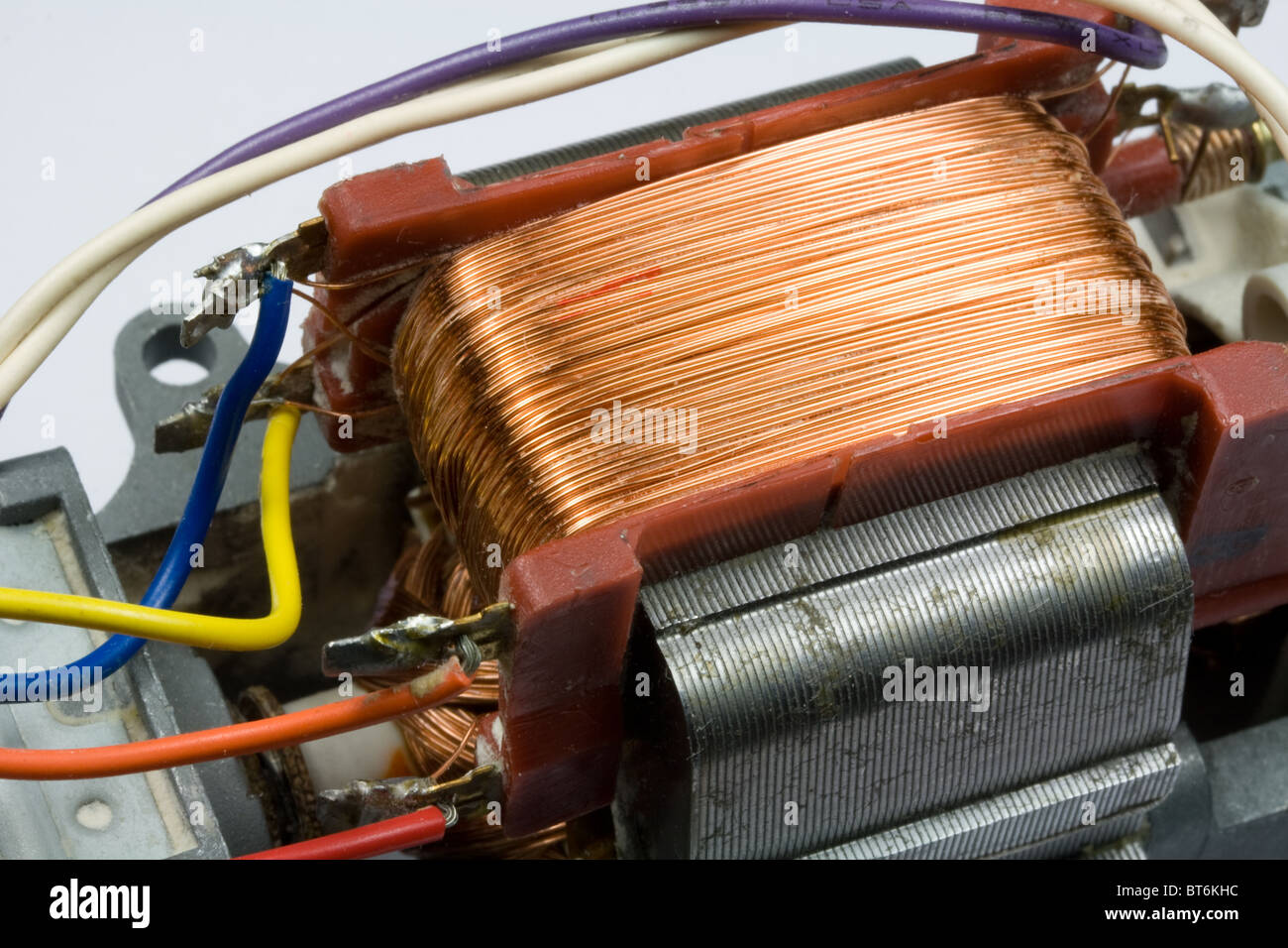 Kupferdraht in Elektromotor Stockfoto