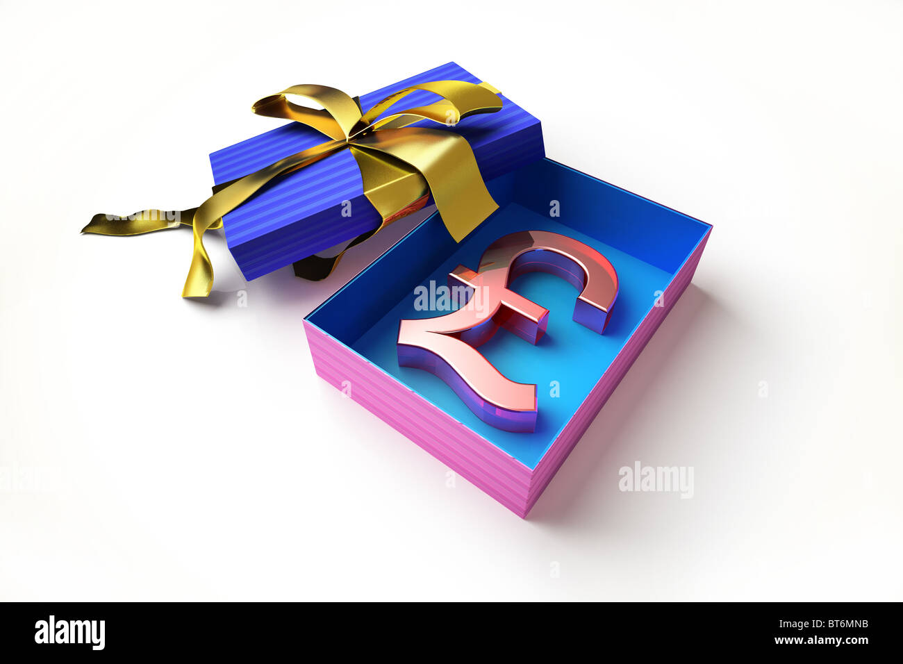 Geschenk-Box, mit 3D Nummernzeichen im Inneren Stockfoto