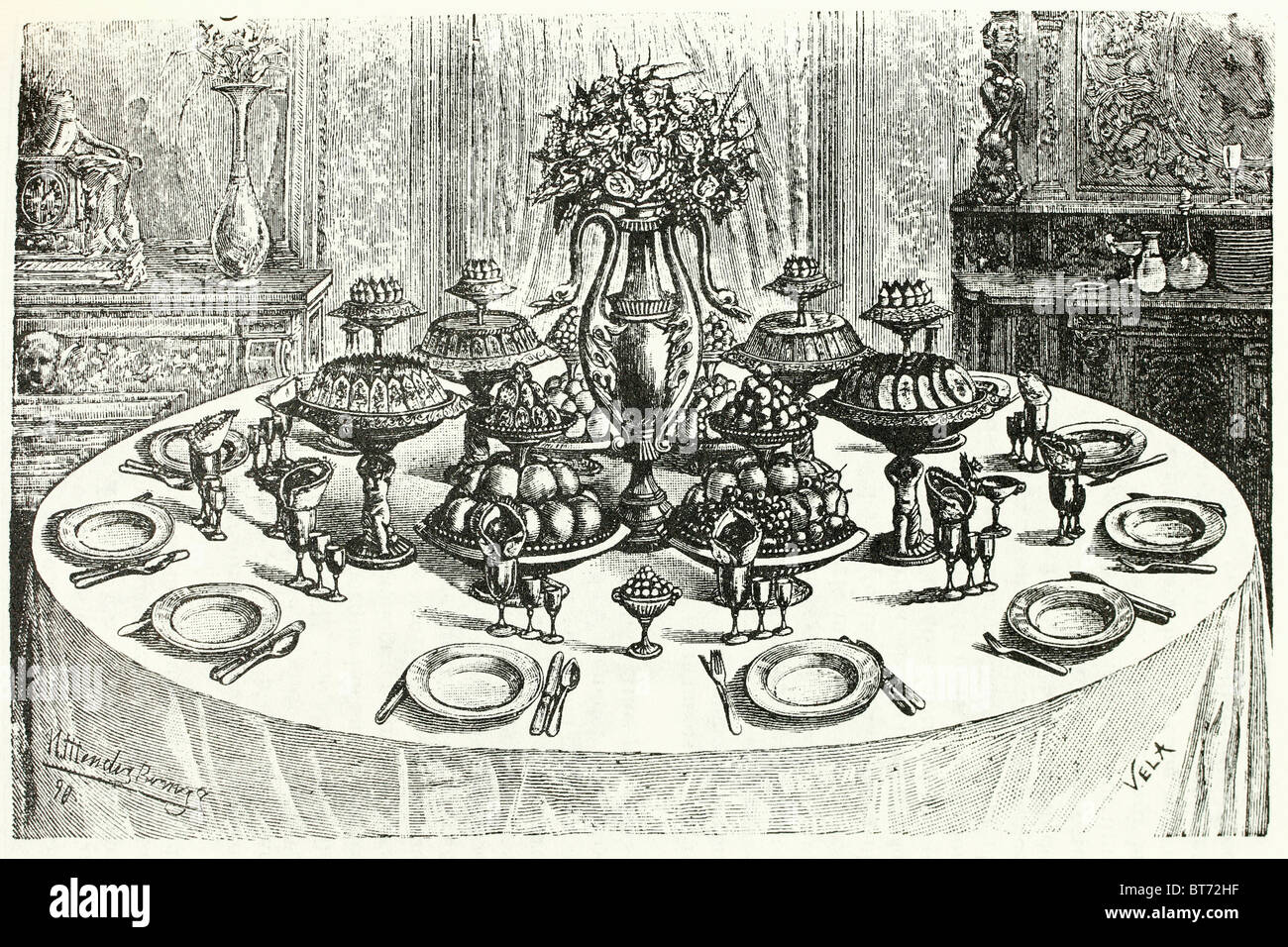 Russische Präsentation in einer Tabelle. Antike Darstellung. 1892. Stockfoto
