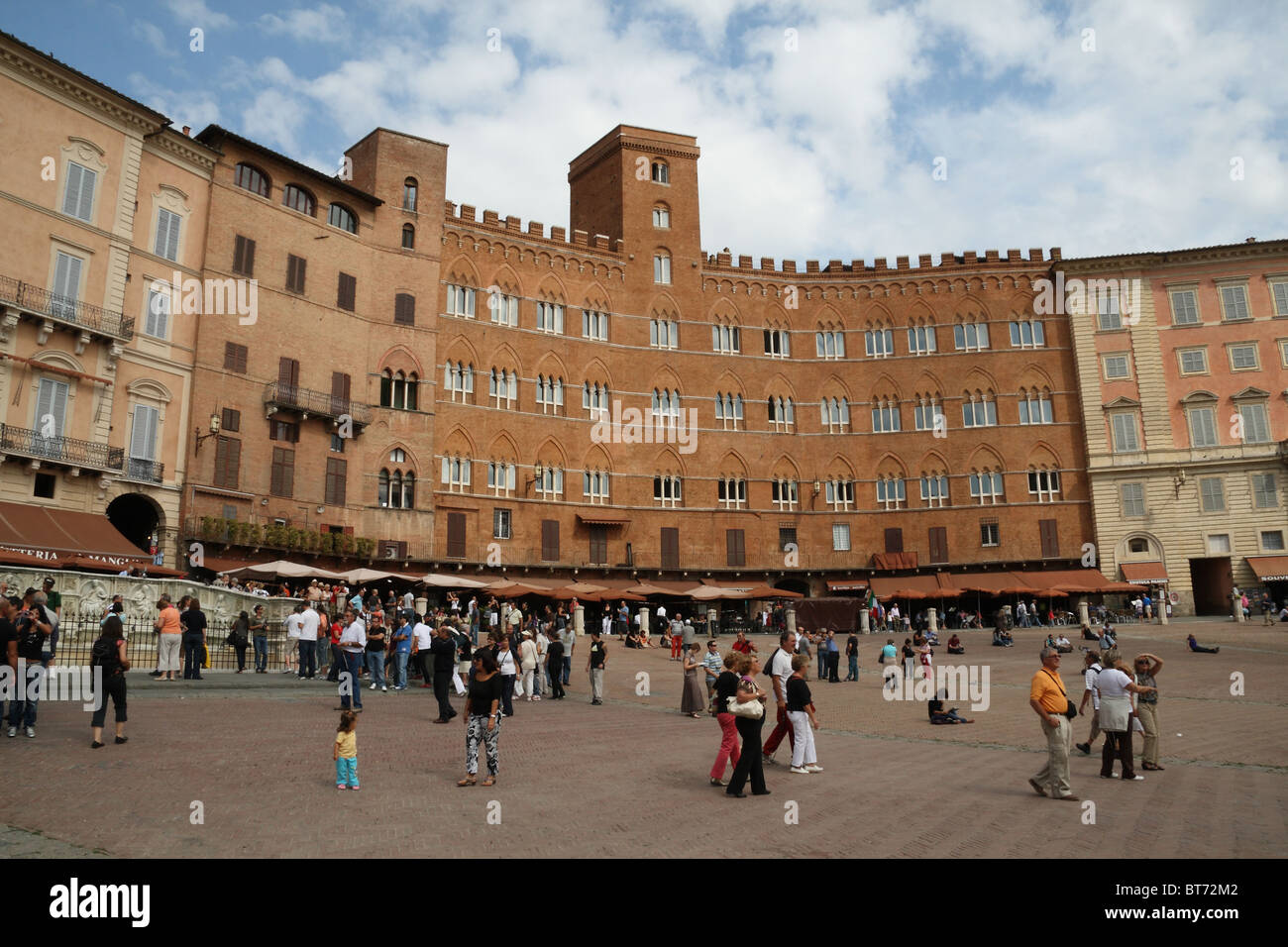 Die Piazza del Campo in Siena, Italien. Stockfoto