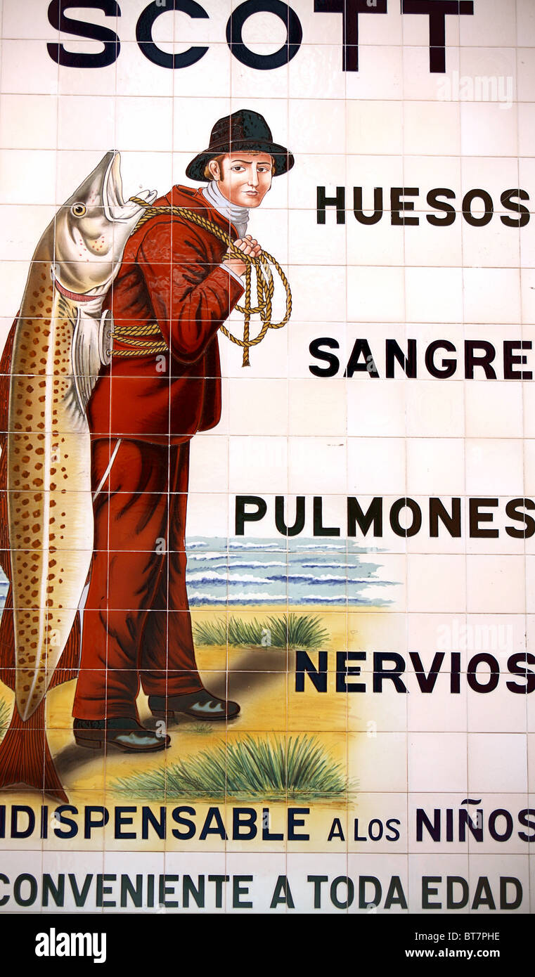 geflieste Schild Fischmarkt Kanarische Inseln Stockfoto
