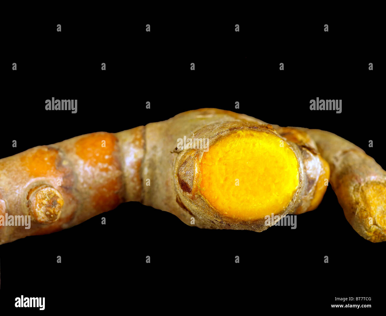 Schnitt von einem Kurkuma Stockfoto