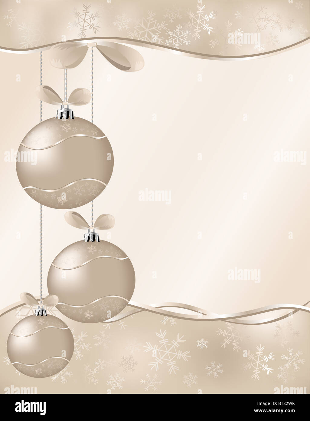 Weihnachten Hintergrund mit drei Ball und Schneeflocken Stockfoto