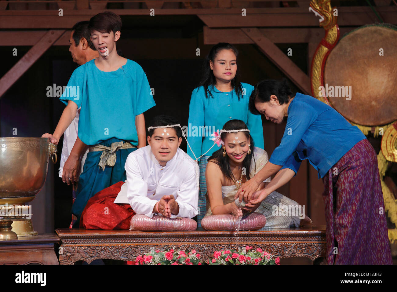 Traditionelle Thai-Hochzeit - Ehe Zeremonie Animation, Bangkok, Thailand, September 2010 Stockfoto