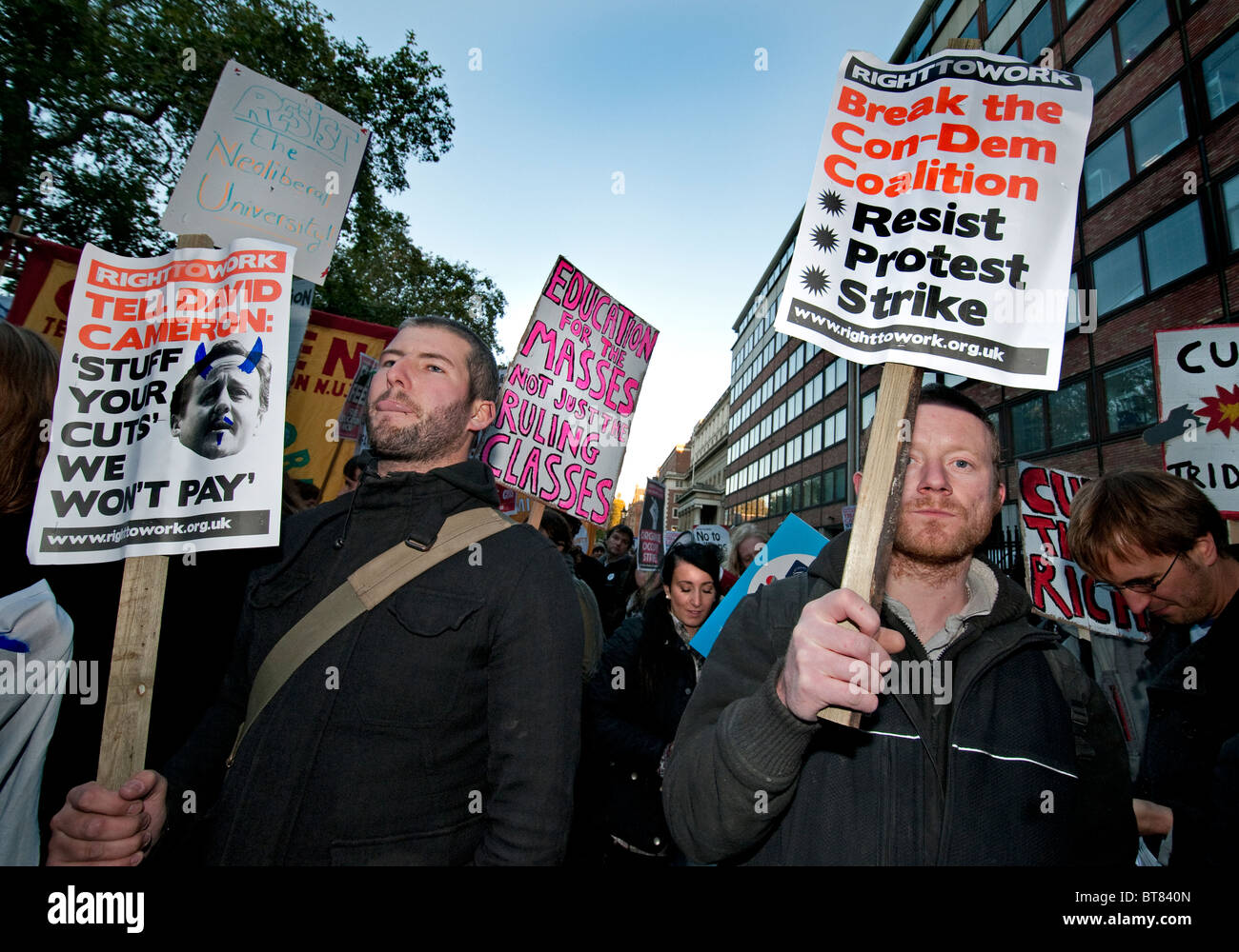 Demonstration über Regierung Ausgabenkürzungen Central London 20. Oktober 2010 Stockfoto