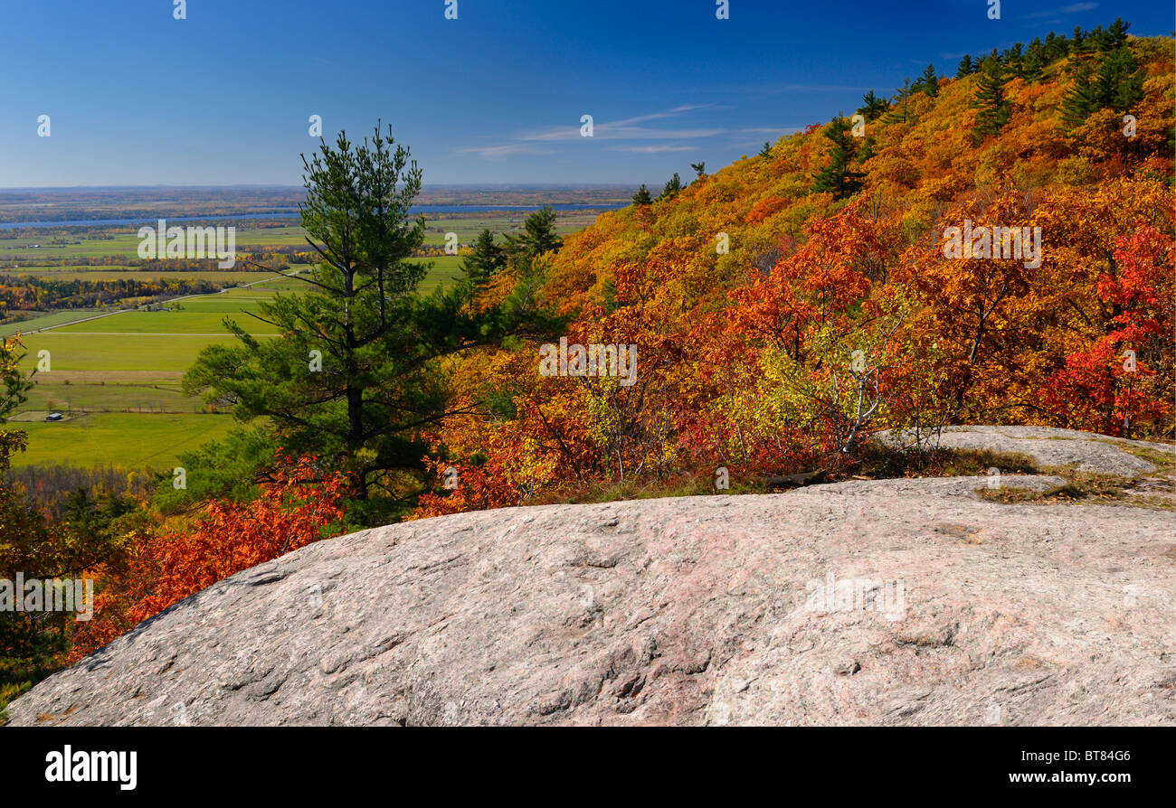 Die eardley Escarpment und Ottawa River Valley im Herbst bei tawadina Lookout Gatineau Park Quebec Kanada Stockfoto