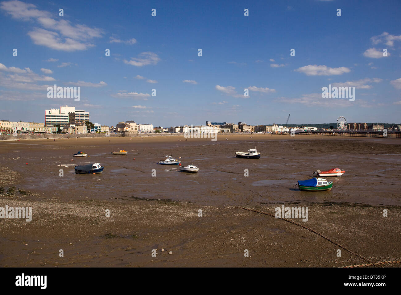Strand bei Flut, Weston-Super-Mare Stockfoto