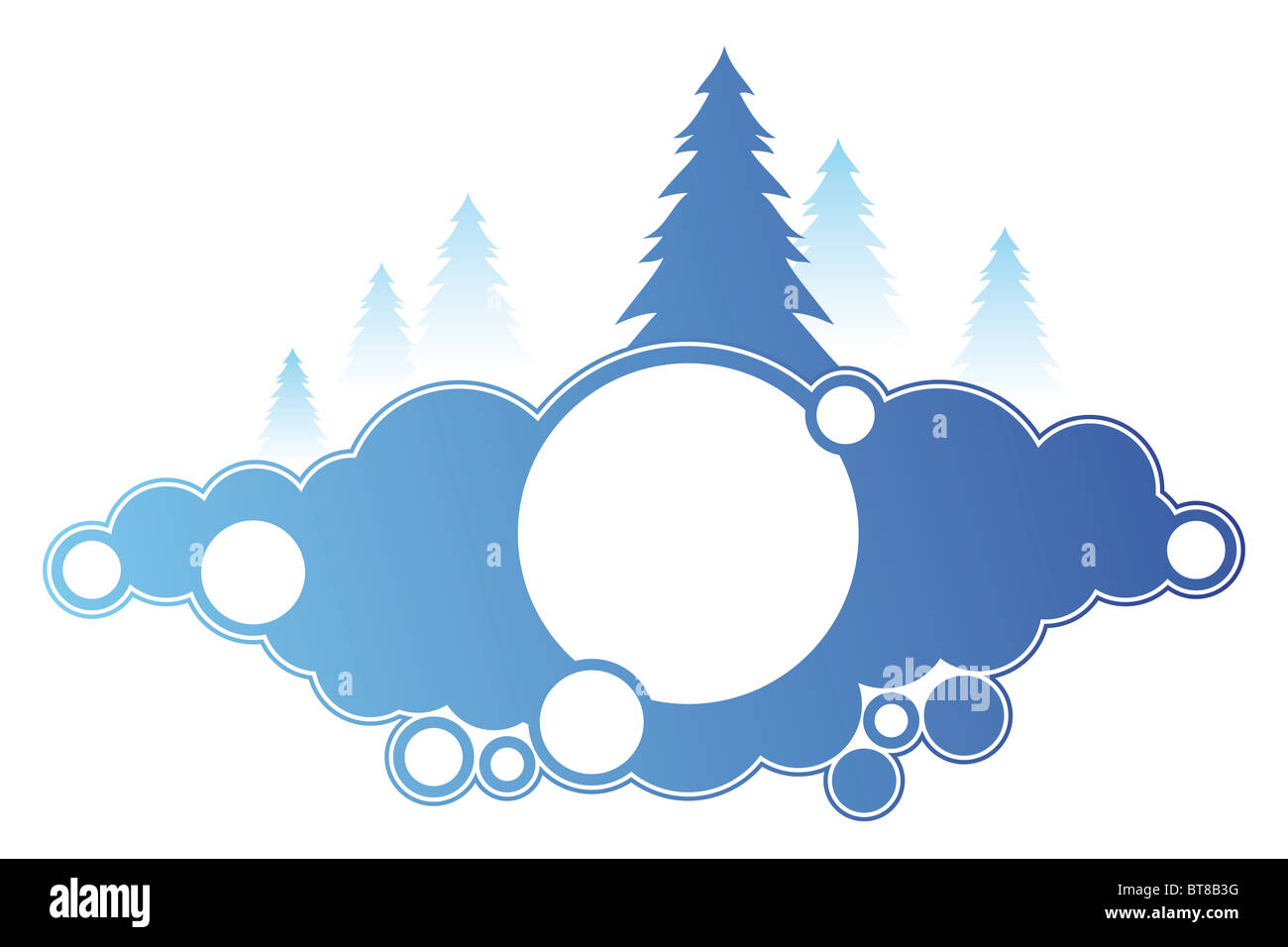 Abstrakte Winter Hintergrund mit Weihnachtsbaum und Kreise Stockfoto